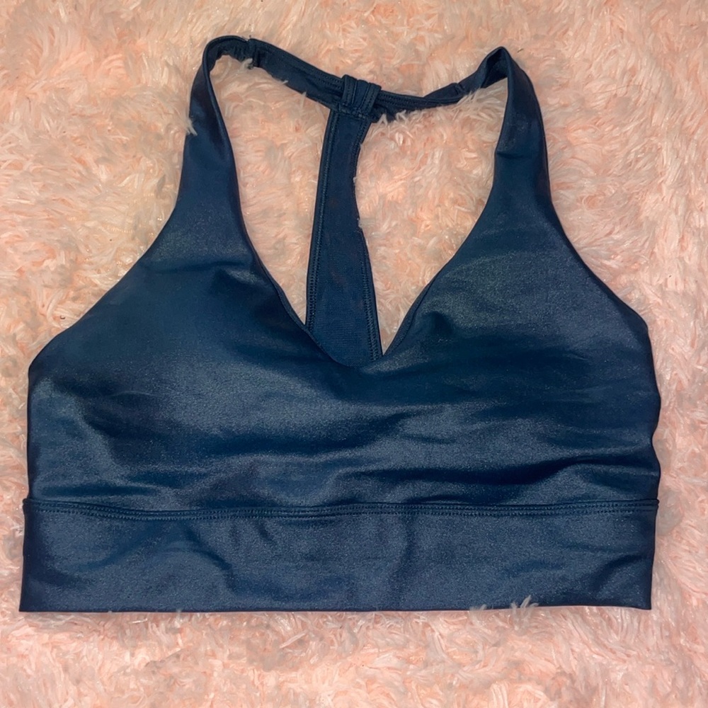 Metallic navy blue sports bra